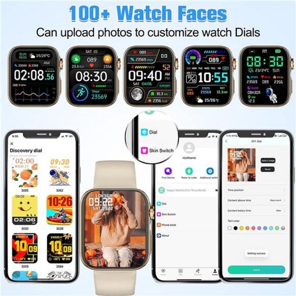 Smart Watch for Men Women Fitness Tracker with Heart Rate Monitor, with 1.81" - Picture 3 of 6